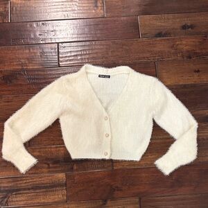 SHEIN Cream Fuzzy Cardigan size small